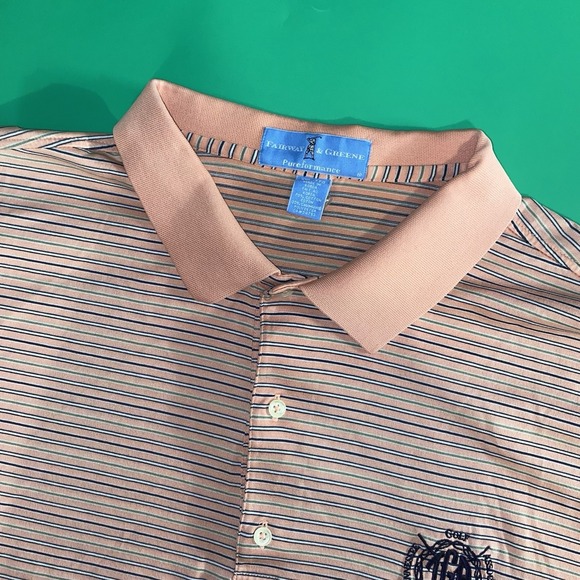 Fairway & Greene Other - Fairway & Greene Pureformance Mens XXL Short Sleeve Pink Strip Golf Polo Shirt